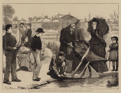 Londense schetsen, miniatuurzeilen in Kensington Gardens door Robert Walker Macbeth